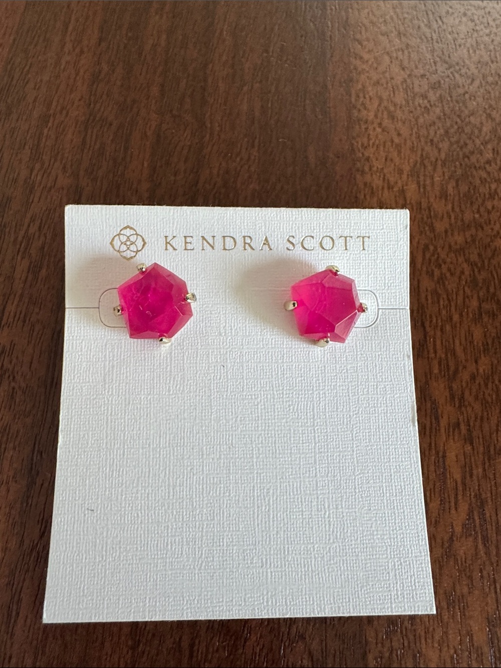 Kendra Scott Kids Hot Pink Hexagon Stud Earrings